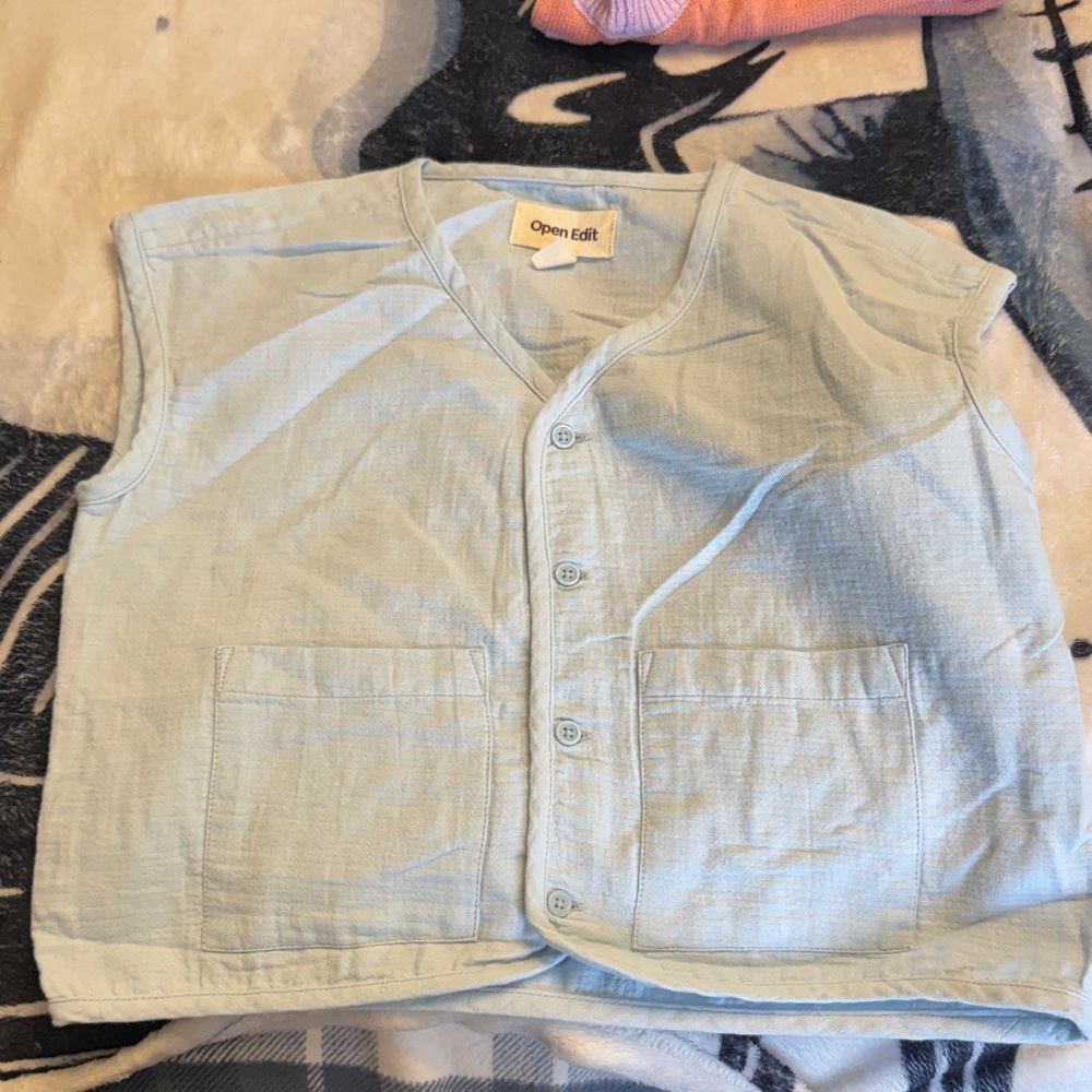 Open Edit Light Blue Kids Button Down Shirt